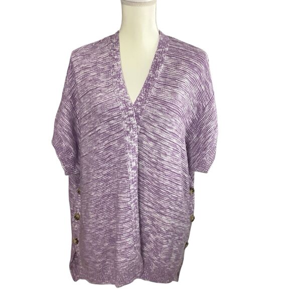 Lane Bryant Open Front Short Sleeve Knit Cardigan Sweater Women's 22/24 Purple - Picture 1 of 14